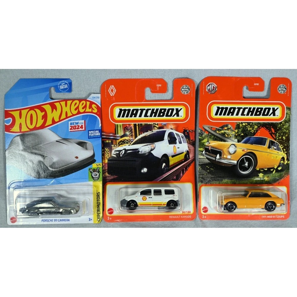Matchbox Fresh Metal 3 Pack Diecast Cars Porsche MGB Renault New Mattel